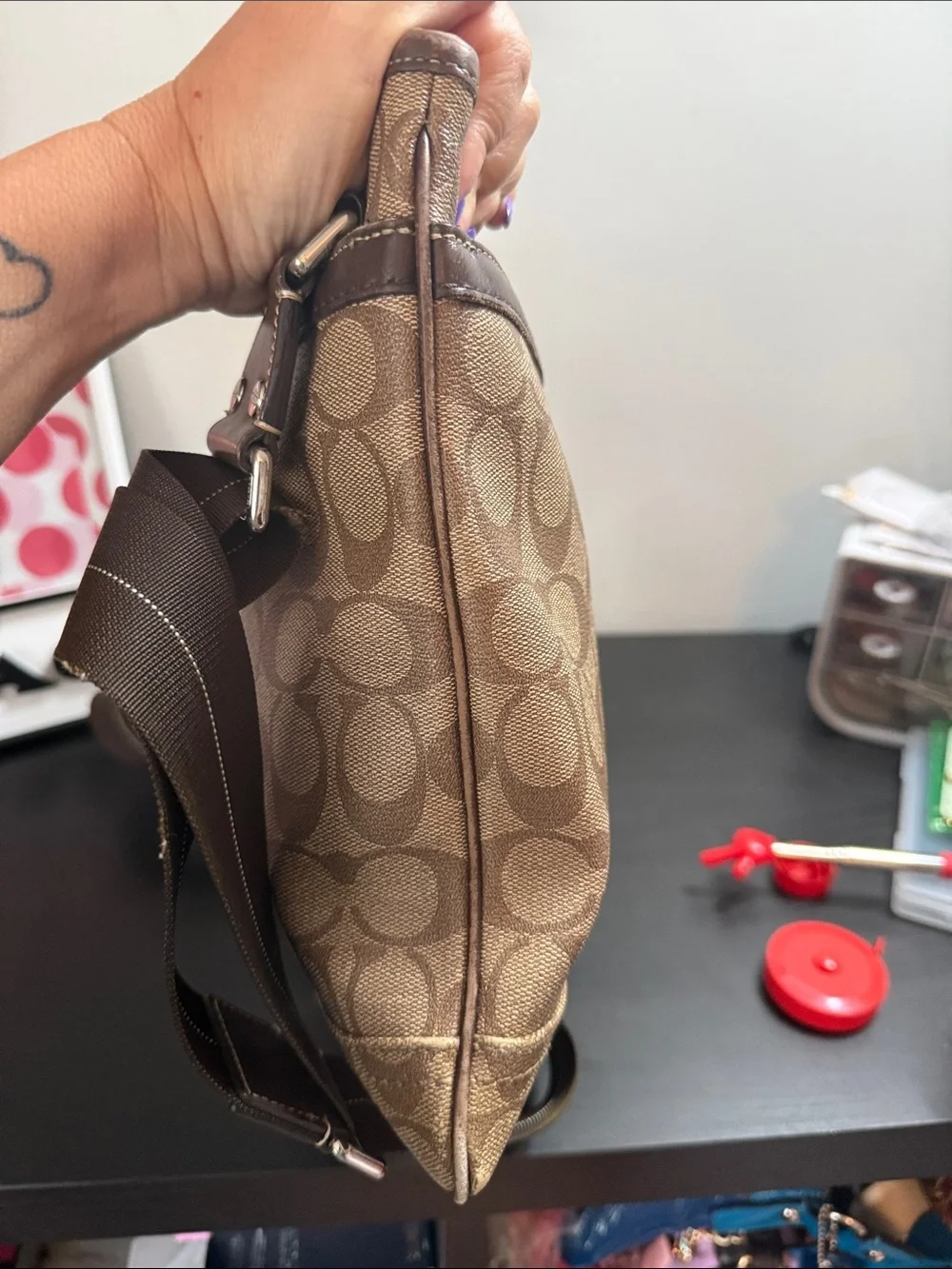 Coach Signature Stripe Canvas Crossbody Bag - Picture 5 of 15
